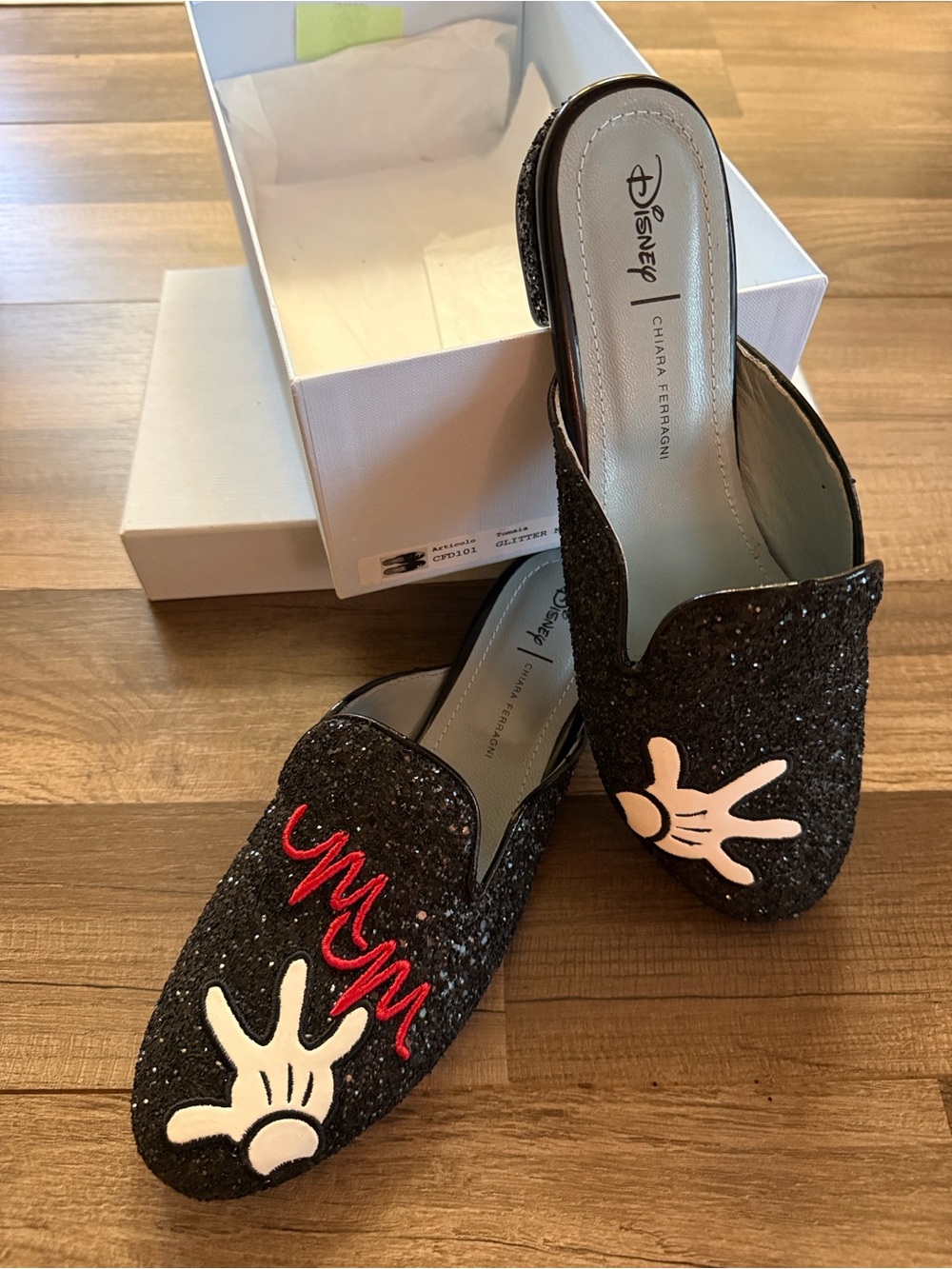 Chiara Ferragni x Disney Glitter Mules Women 38 | Black